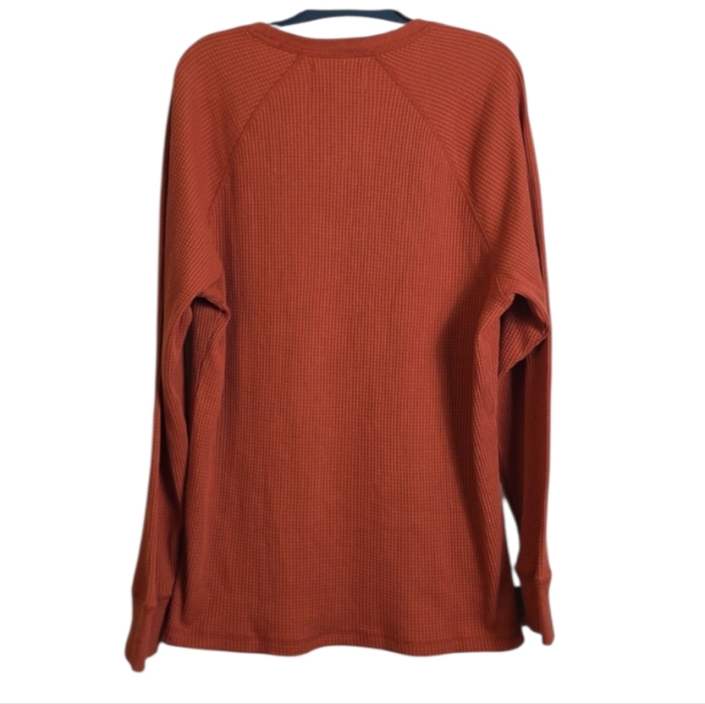Sun And Stone Waffle Thermal Knit Top Unisex Large Rust Nwt - Picture 6 of 12